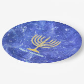 Hanukkah Snowstorm Menorah Pappteller (Schrägansicht)