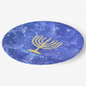 Hanukkah Snowstorm Menorah Pappteller (Schrägansicht)