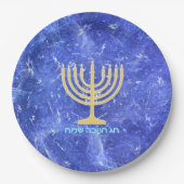 Hanukkah Snowstorm Menorah Pappteller (Vorderseite)