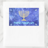 Hanukkah Snowstorm Menorah Rechteckiger Aufkleber (Tasche)