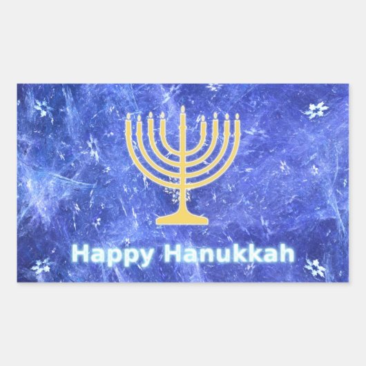 Hanukkah Snowstorm Menorah Rechteckiger Aufkleber (Vorderseite)