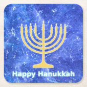 Hanukkah Snowstorm Menorah Rechteckiger Pappuntersetzer (Vorderseite)