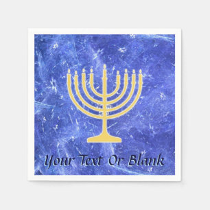 Hanukkah Snowstorm Menorah Serviette