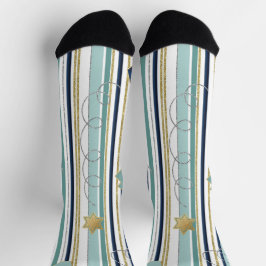 Hanukkah-Socken "Blaue und goldene Streifen" Socken
