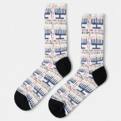 Hanukkah-Socken "Menora Glücklich" Socken (Linkes Detail)