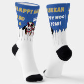 Hanukkah Socks "Happy MOO Year" Socken (Gewinkelt)
