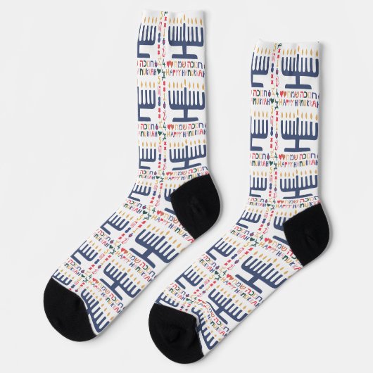 Hanukkah Socks "Menorah Happy" Socken (Linkes Detail)