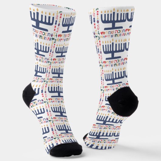 Hanukkah Socks "Menorah Happy" Socken (Gewinkelt)