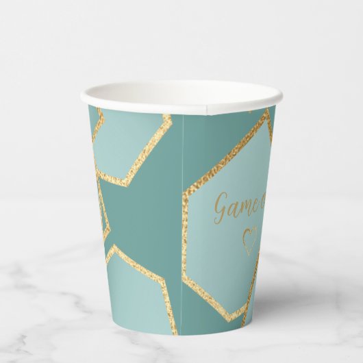 Hanukkah Spiel auf Bluish Dreidels 8 oz. Pappbecher (Rechts)