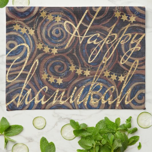 Hanukkah Spinning Golds Geschirrtuch (Gefaltet)