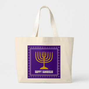 HANUKKAH Star David Menorah Personalized Purple Jumbo Stoffbeutel