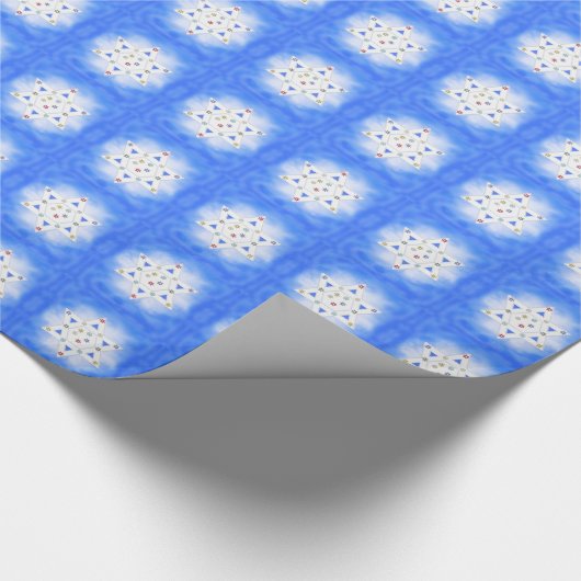 Hanukkah Star und Schneeflocken Blau Geschenkpapier (Ecke)