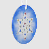 Hanukkah Star und Schneeflocken Blau Ornament (Vorderseite)