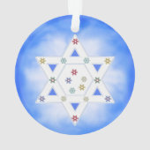 Hanukkah Star und Schneeflocken Blau Ornament (Rückseite)