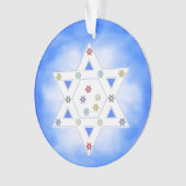 Hanukkah Star und Schneeflocken Blau Ornament (Vorderseite)