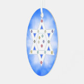 Hanukkah Star und Schneeflocken Blau Ornament Aus Metall (Vorderseite links)