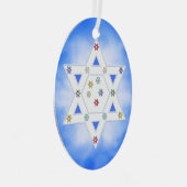 Hanukkah Star und Schneeflocken Blau Ornament Aus Metall (Vorderseite Rechts)