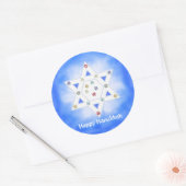 Hanukkah Star und Schneeflocken Blau Runder Aufkleber (Umschlag)