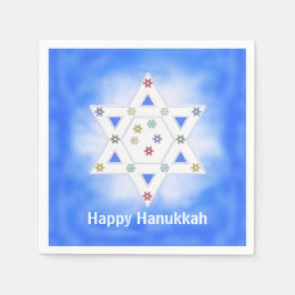 Hanukkah Star und Schneeflocken Blau Serviette