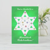 Hanukkah Star und Schneeflocken Celebration Green Einladung (Stehend Vorderseite)