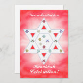 Hanukkah Star und Schneeflocken Celebration Red Einladung (Vorne/Hinten)