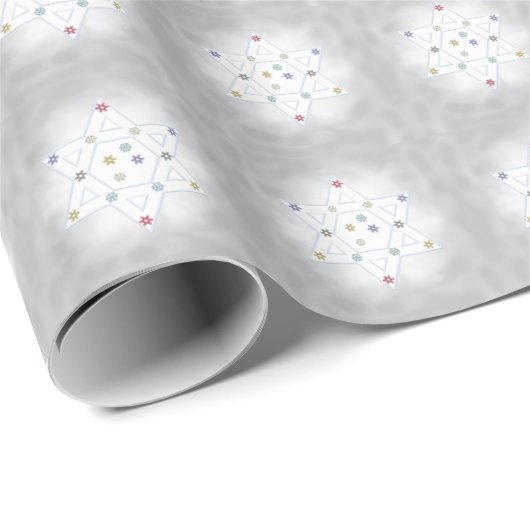 Hanukkah Star und Schneeflocken Grau Geschenkpapier (Rolleneckpunkt)