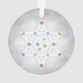 Hanukkah Star und Schneeflocken Grau Ornament (Rückseite)