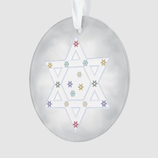 Hanukkah Star und Schneeflocken Grau Ornament (Vorderseite)
