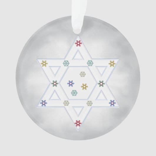 Hanukkah Star und Schneeflocken Grau Ornament (Vorderseite)