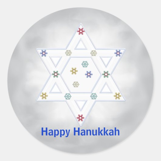 Hanukkah Star und Schneeflocken Grau Runder Aufkleber (Vorderseite)