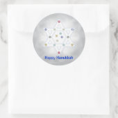 Hanukkah Star und Schneeflocken Grau Runder Aufkleber (Tasche)