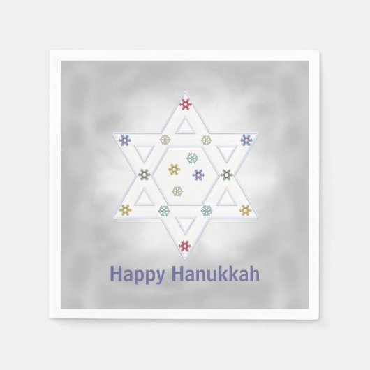 Hanukkah Star und Schneeflocken Grau Serviette (Vorderseite)