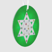 Hanukkah Star und Schneeflocken grün Ornament (Vorderseite)