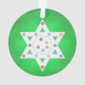 Hanukkah Star und Schneeflocken grün Ornament (Rückseite)