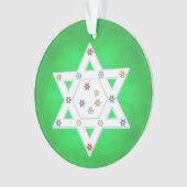 Hanukkah Star und Schneeflocken grün Ornament (Vorderseite)
