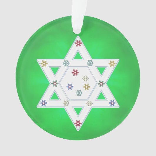 Hanukkah Star und Schneeflocken grün Ornament (Vorderseite)