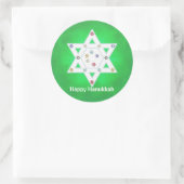 Hanukkah Star und Schneeflocken grün Runder Aufkleber (Tasche)
