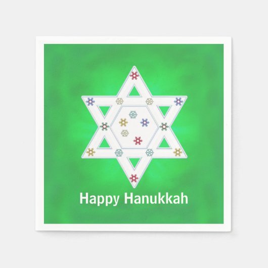 Hanukkah Star und Schneeflocken grün Serviette (Vorderseite)