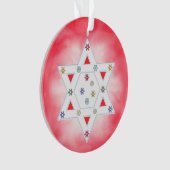 Hanukkah Star und Schneeflocken Rot Ornament (Vorderseite)