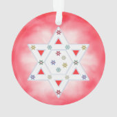 Hanukkah Star und Schneeflocken Rot Ornament (Rückseite)