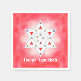 Hanukkah Star und Schneeflocken Rot Serviette