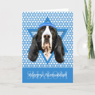 Hanukkah Star von David - Basset Hound - Jasmine Feiertagskarte