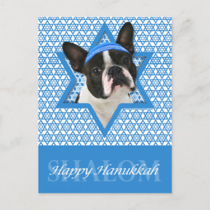 Hanukkah Star von David - Boston Terrier Feiertagspostkarte