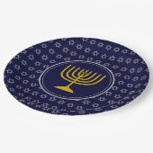 HANUKKAH Star von David Menorah Blue Silver Pappteller (Schrägansicht)