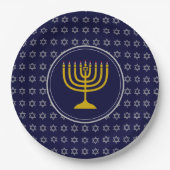 HANUKKAH Star von David Menorah Blue Silver Pappteller (Vorderseite)