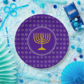 HANUKKAH Star von David Menorah Lila Silver Pappteller (Party)