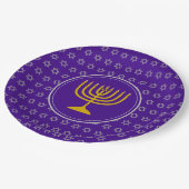 HANUKKAH Star von David Menorah Lila Silver Pappteller (Schrägansicht)