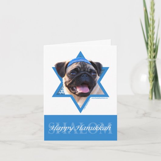 Hanukkah Star von David - Mops Feiertagskarte (Vorderseite)
