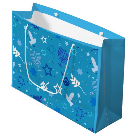 Hanukkah Stars Geschenktasche Große Geschenktüte (Vorderseite Schrägansicht)