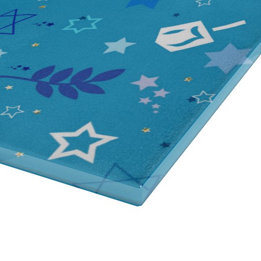 Hanukkah Stars Glas Cutting Board Schneidebrett (Ecke)